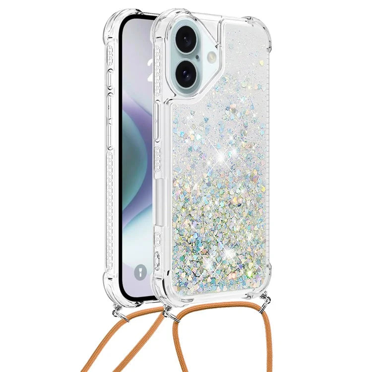 YB Quicksand Series-4 For iPhone 16 Plus Case Floating Sequins Liquid TPU Phone Cover