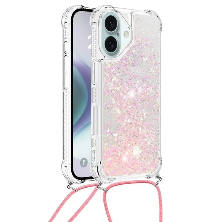 YB Quicksand Series-4 For iPhone 16 Plus Case Floating Sequins Liquid TPU Phone Cover
