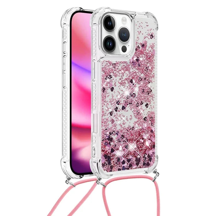 YB Quicksand Series-4 For iPhone 16 Pro Max Case Floating Sequins Liquid TPU Phone Cover