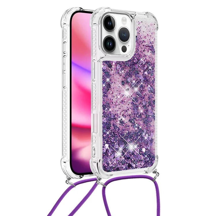 YB Quicksand Series-4 For iPhone 16 Pro Max Case Floating Sequins Liquid TPU Phone Cover