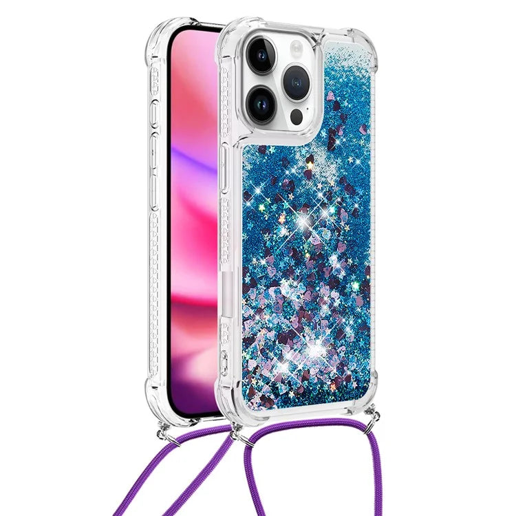 YB Quicksand Series-4 For iPhone 16 Pro Max Case Floating Sequins Liquid TPU Phone Cover