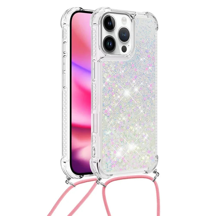 YB Quicksand Series-4 For iPhone 16 Pro Max Case Floating Sequins Liquid TPU Phone Cover