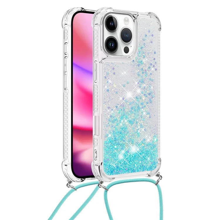 YB Quicksand Series-4 For iPhone 16 Pro Max Case Floating Sequins Liquid TPU Phone Cover