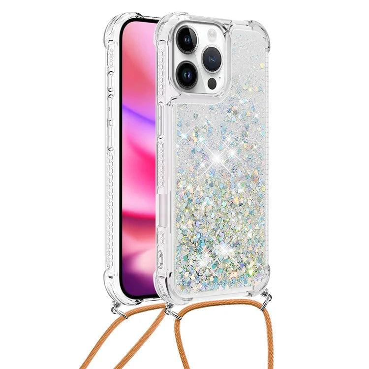 YB Quicksand Series-4 For iPhone 16 Pro Max Case Floating Sequins Liquid TPU Phone Cover