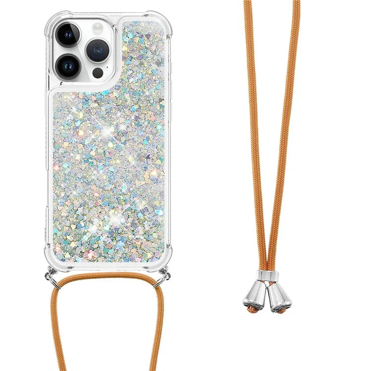 YB Quicksand Series-4 For iPhone 16 Pro Max Case Floating Sequins Liquid TPU Phone Cover