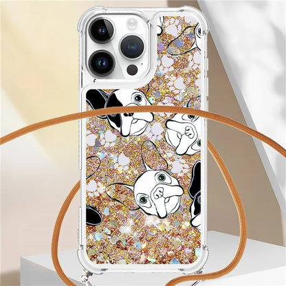 YB Quicksand Series-5 for iPhone 16 Pro Max TPU Case with Lanyard Pattern Print Phone Cover