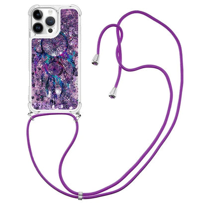 YB Quicksand Series-5 for iPhone 16 Pro Max TPU Case with Lanyard Pattern Print Phone Cover