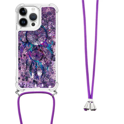 YB Quicksand Series-5 for iPhone 16 Pro Max TPU Case with Lanyard Pattern Print Phone Cover
