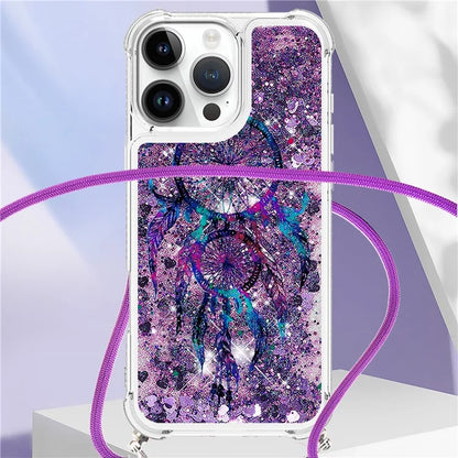 YB Quicksand Series-5 for iPhone 16 Pro Max TPU Case with Lanyard Pattern Print Phone Cover