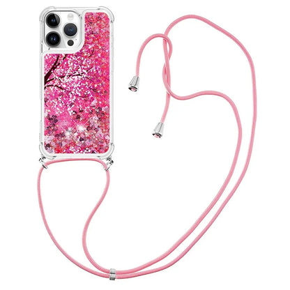 YB Quicksand Series-5 for iPhone 16 Pro Max TPU Case with Lanyard Pattern Print Phone Cover