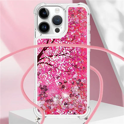 YB Quicksand Series-5 for iPhone 16 Pro Max TPU Case with Lanyard Pattern Print Phone Cover