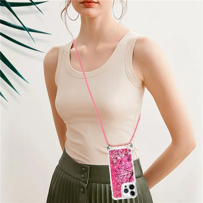 YB Quicksand Series-5 for iPhone 16 Pro Max TPU Case with Lanyard Pattern Print Phone Cover