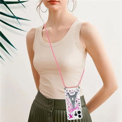 YB Quicksand Series-5 for iPhone 16 Pro Max TPU Case with Lanyard Pattern Print Phone Cover