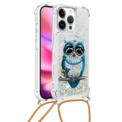 YB Quicksand Series-5 for iPhone 16 Pro Max TPU Case with Lanyard Pattern Print Phone Cover