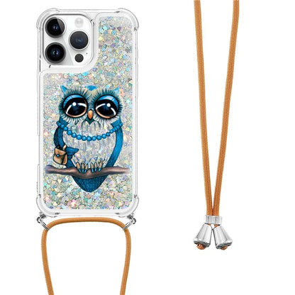 YB Quicksand Series-5 for iPhone 16 Pro Max TPU Case with Lanyard Pattern Print Phone Cover
