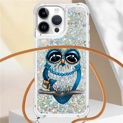 YB Quicksand Series-5 for iPhone 16 Pro Max TPU Case with Lanyard Pattern Print Phone Cover