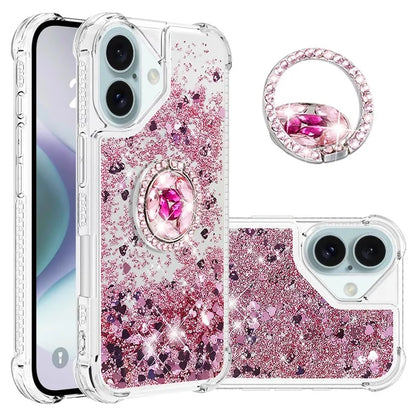YB Quicksand Series-7 For iPhone 16 Kickstand Case Shiny Sequins TPU Cover
