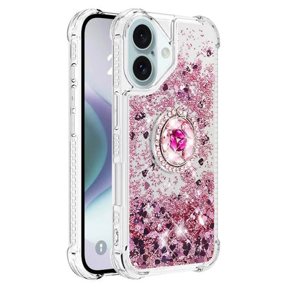 YB Quicksand Series-7 For iPhone 16 Kickstand Case Shiny Sequins TPU Cover