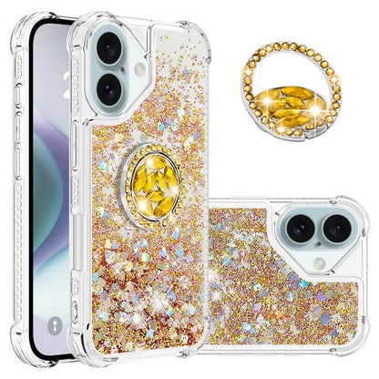 YB Quicksand Series-7 For iPhone 16 Kickstand Case Shiny Sequins TPU Cover