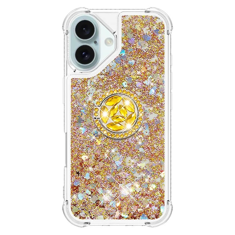 YB Quicksand Series-7 For iPhone 16 Kickstand Case Shiny Sequins TPU Cover