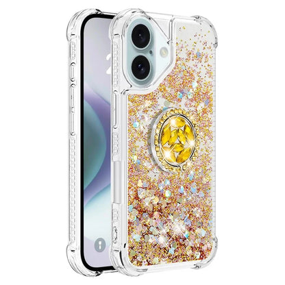 YB Quicksand Series-7 For iPhone 16 Kickstand Case Shiny Sequins TPU Cover