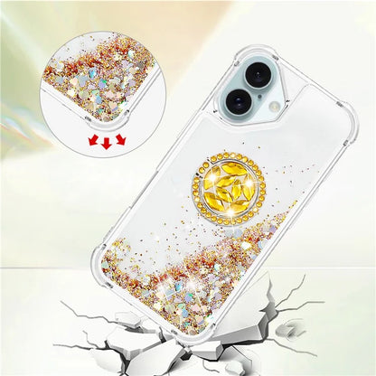 YB Quicksand Series-7 For iPhone 16 Kickstand Case Shiny Sequins TPU Cover