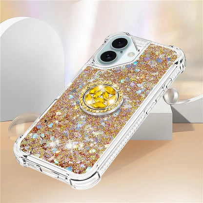 YB Quicksand Series-7 For iPhone 16 Kickstand Case Shiny Sequins TPU Cover