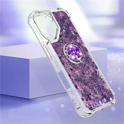 YB Quicksand Series-7 For iPhone 16 Kickstand Case Shiny Sequins TPU Cover