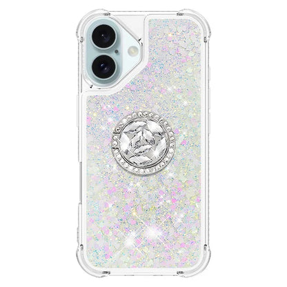 YB Quicksand Series-7 For iPhone 16 Kickstand Case Shiny Sequins TPU Cover