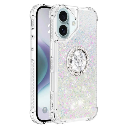 YB Quicksand Series-7 For iPhone 16 Kickstand Case Shiny Sequins TPU Cover