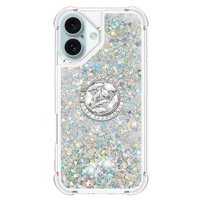 YB Quicksand Series-7 For iPhone 16 Kickstand Case Shiny Sequins TPU Cover