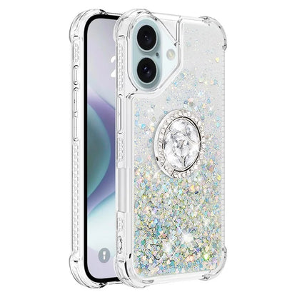 YB Quicksand Series-7 For iPhone 16 Kickstand Case Shiny Sequins TPU Cover