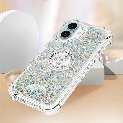 YB Quicksand Series-7 For iPhone 16 Kickstand Case Shiny Sequins TPU Cover