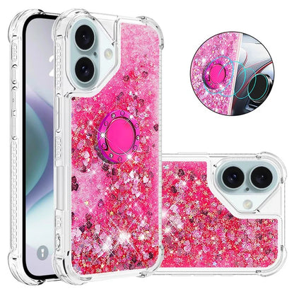 YB Quicksand Series-7 For iPhone 16 Kickstand Case Shiny Sequins TPU Cover