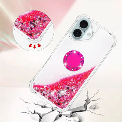 YB Quicksand Series-7 For iPhone 16 Kickstand Case Shiny Sequins TPU Cover