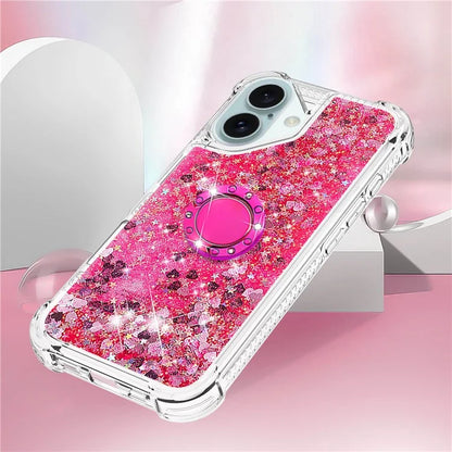 YB Quicksand Series-7 For iPhone 16 Kickstand Case Shiny Sequins TPU Cover