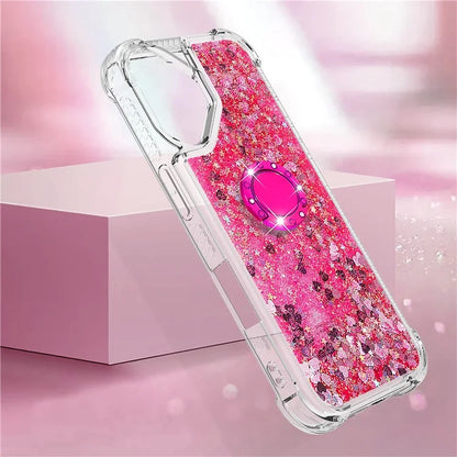 YB Quicksand Series-7 For iPhone 16 Kickstand Case Shiny Sequins TPU Cover