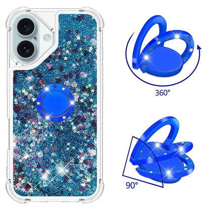 YB Quicksand Series-7 For iPhone 16 Kickstand Case Shiny Sequins TPU Cover