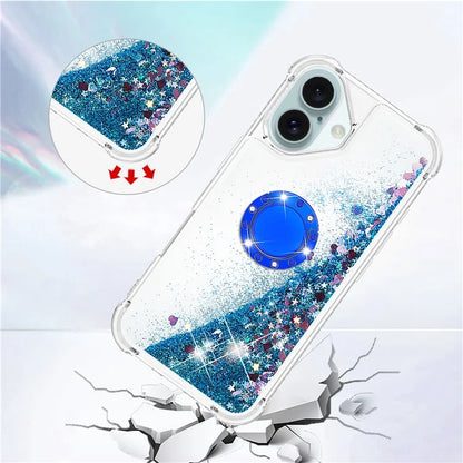YB Quicksand Series-7 For iPhone 16 Kickstand Case Shiny Sequins TPU Cover