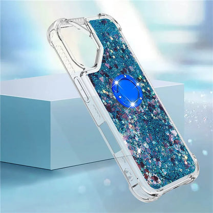 YB Quicksand Series-7 For iPhone 16 Kickstand Case Shiny Sequins TPU Cover