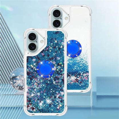 YB Quicksand Series-7 For iPhone 16 Kickstand Case Shiny Sequins TPU Cover