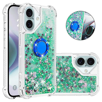 YB Quicksand Series-7 For iPhone 16 Kickstand Case Shiny Sequins TPU Cover