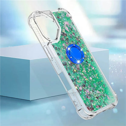 YB Quicksand Series-7 For iPhone 16 Kickstand Case Shiny Sequins TPU Cover