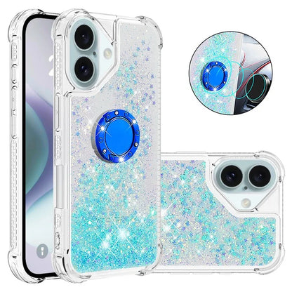 YB Quicksand Series-7 For iPhone 16 Kickstand Case Shiny Sequins TPU Cover