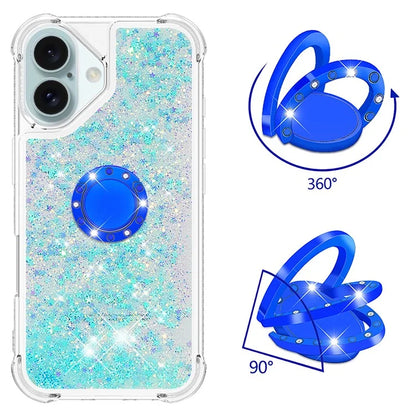 YB Quicksand Series-7 For iPhone 16 Kickstand Case Shiny Sequins TPU Cover