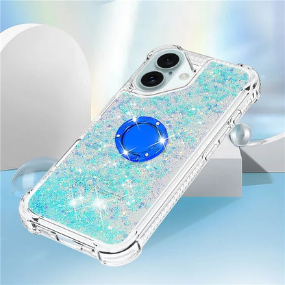 YB Quicksand Series-7 For iPhone 16 Kickstand Case Shiny Sequins TPU Cover