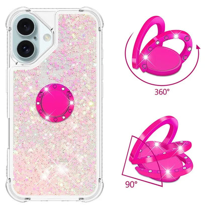 YB Quicksand Series-7 For iPhone 16 Kickstand Case Shiny Sequins TPU Cover