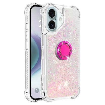 YB Quicksand Series-7 For iPhone 16 Kickstand Case Shiny Sequins TPU Cover