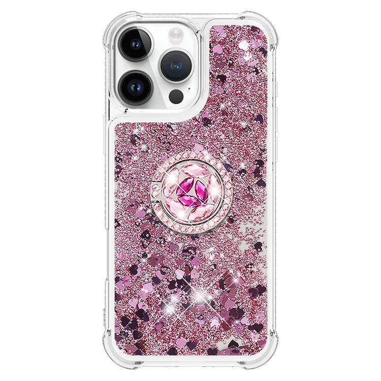 YB Quicksand Series-7 For iPhone 16 Pro Max Kickstand Case Shiny Sequins TPU Cover