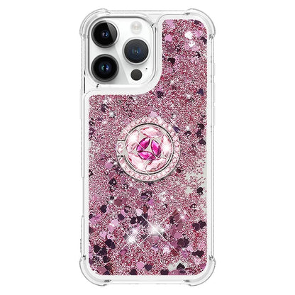 YB Quicksand Series-7 For iPhone 16 Pro Max Kickstand Case Shiny Sequins TPU Cover